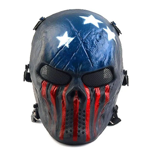 Halloween Chief Skull Mask – Equipment Tactical Masks Riding Full Face Army Outdoor Combat – USA Flag